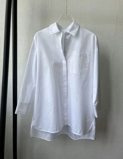 Loose Shirt Collar Plain Casual Blouse