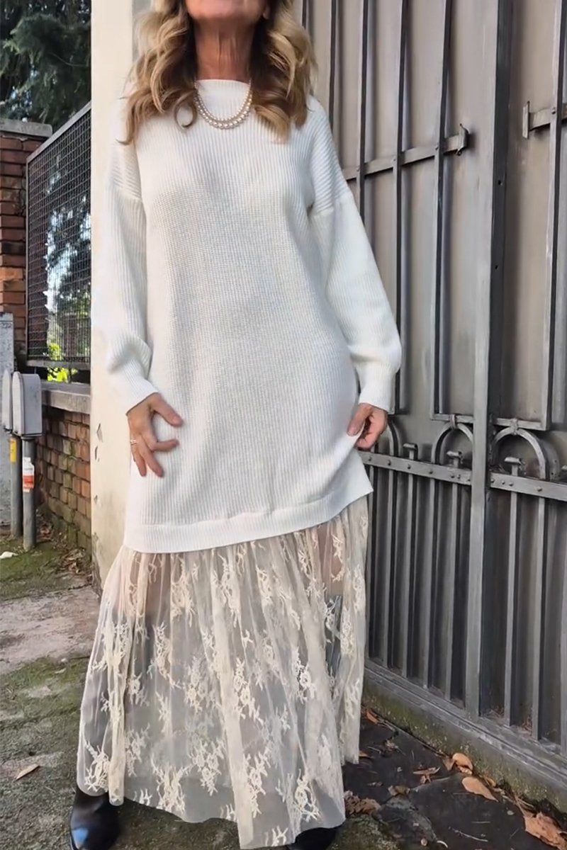 Women's Round Neck Patchwork Lace Dress