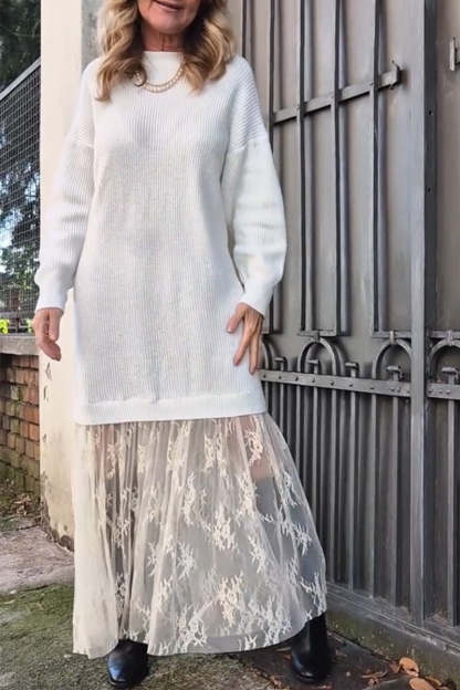 Women's Round Neck Patchwork Lace Dress