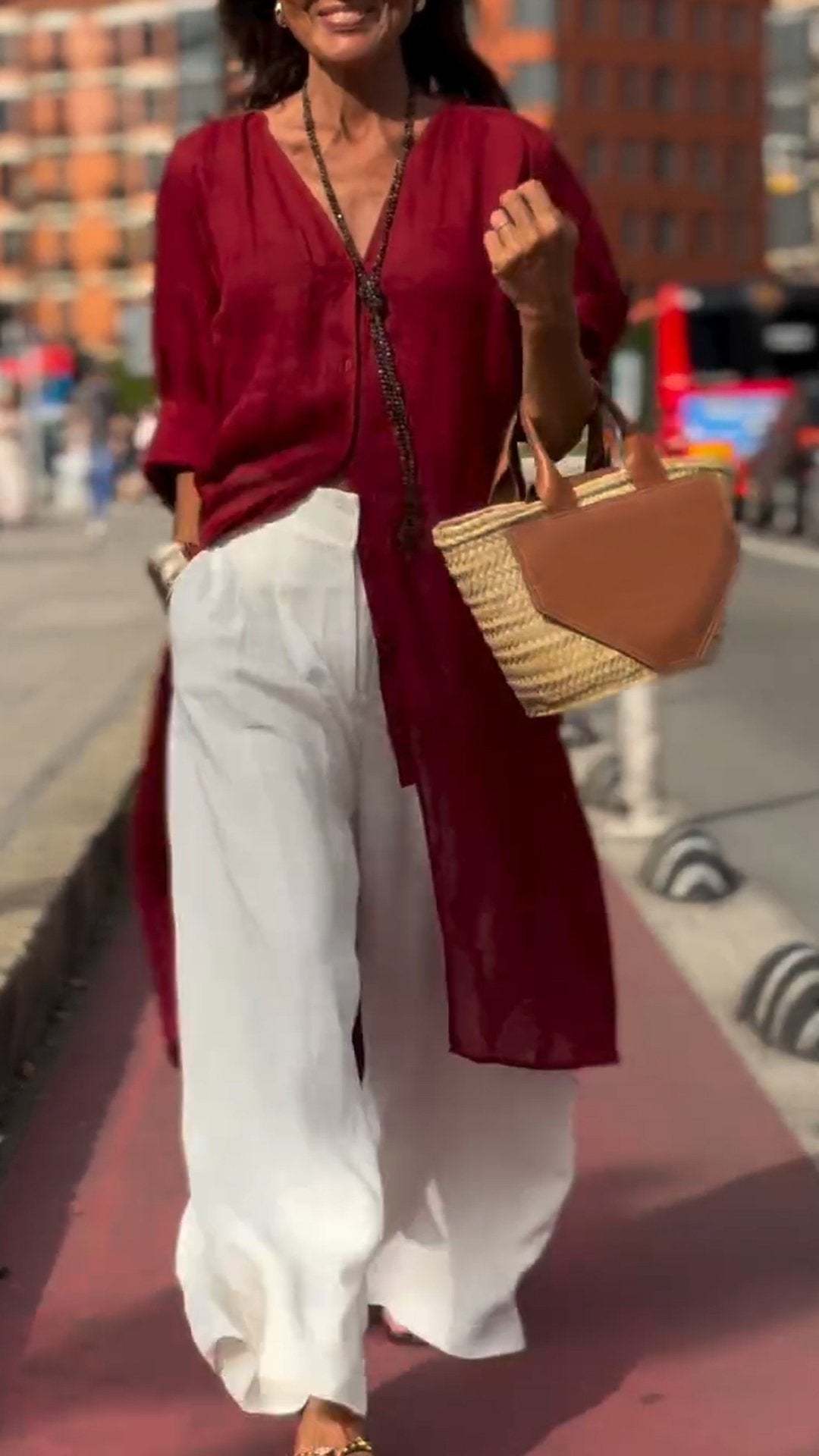 Women's V-neck Long Cotton and Linen Casual Comfortable Cardigan