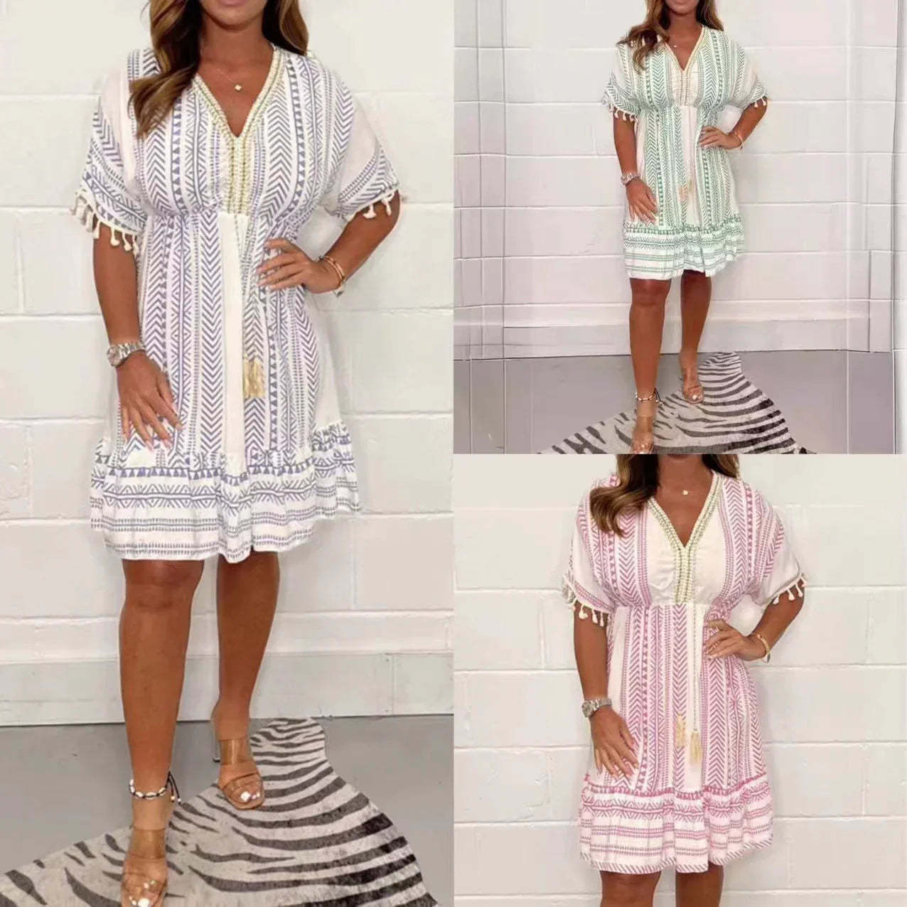 🏖️ Meet Summer-50% OFF👗Ethnic Style Casual Printed Dress
