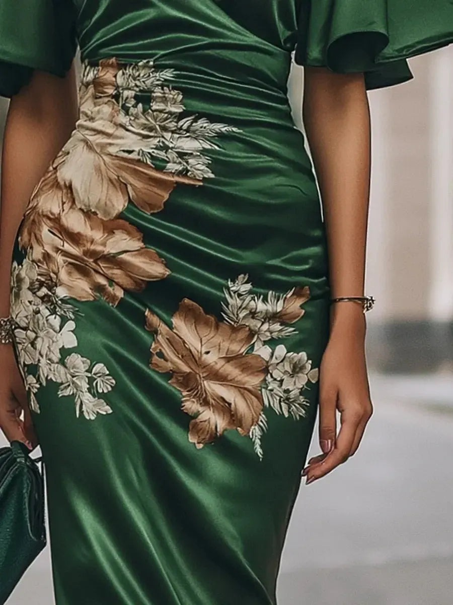 Gorgeous Short Sleeve V-Neck Midi Dress