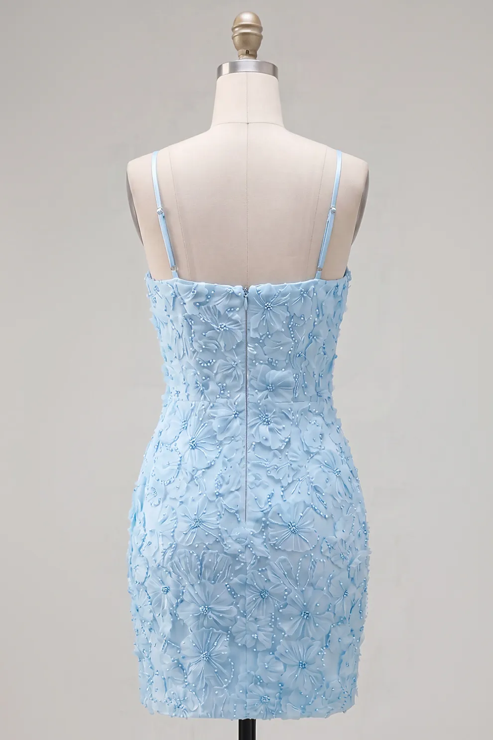 Sparkly Pink Beaded Short Bodycon Floral Homecoming Dress with Bow