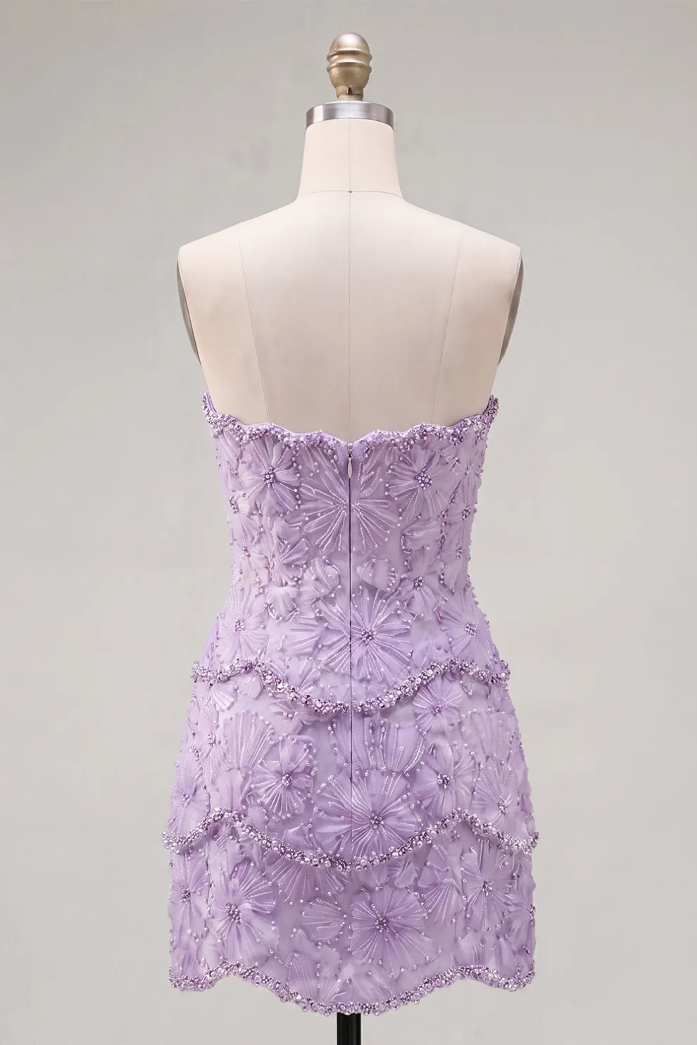 Sparkly Pink Beaded Bodycon Floral Short Homecoming Dress