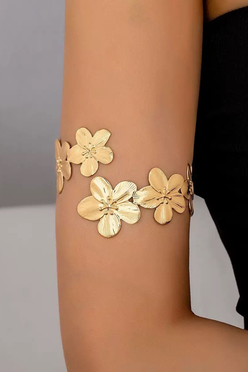 Arm Cuff Jewelry Floral for Women Arm Bracelet Upper Gold