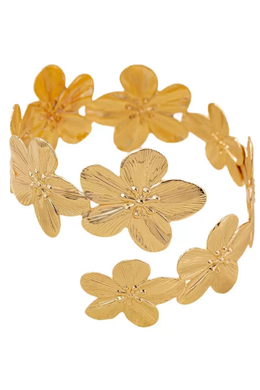 Arm Cuff Jewelry Floral for Women Arm Bracelet Upper Gold