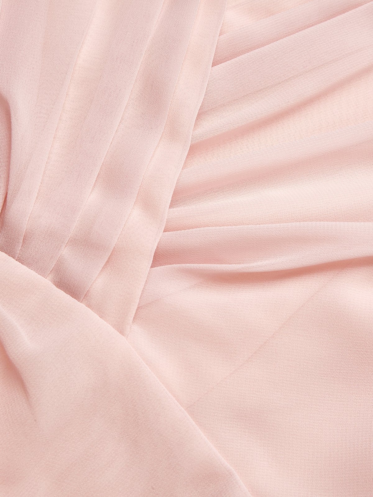 Pink Shirred Ruched Chiffon Lotus Leaf Collar Cap Sleeve Ruffle Sleeve Mermaid Midi Dress