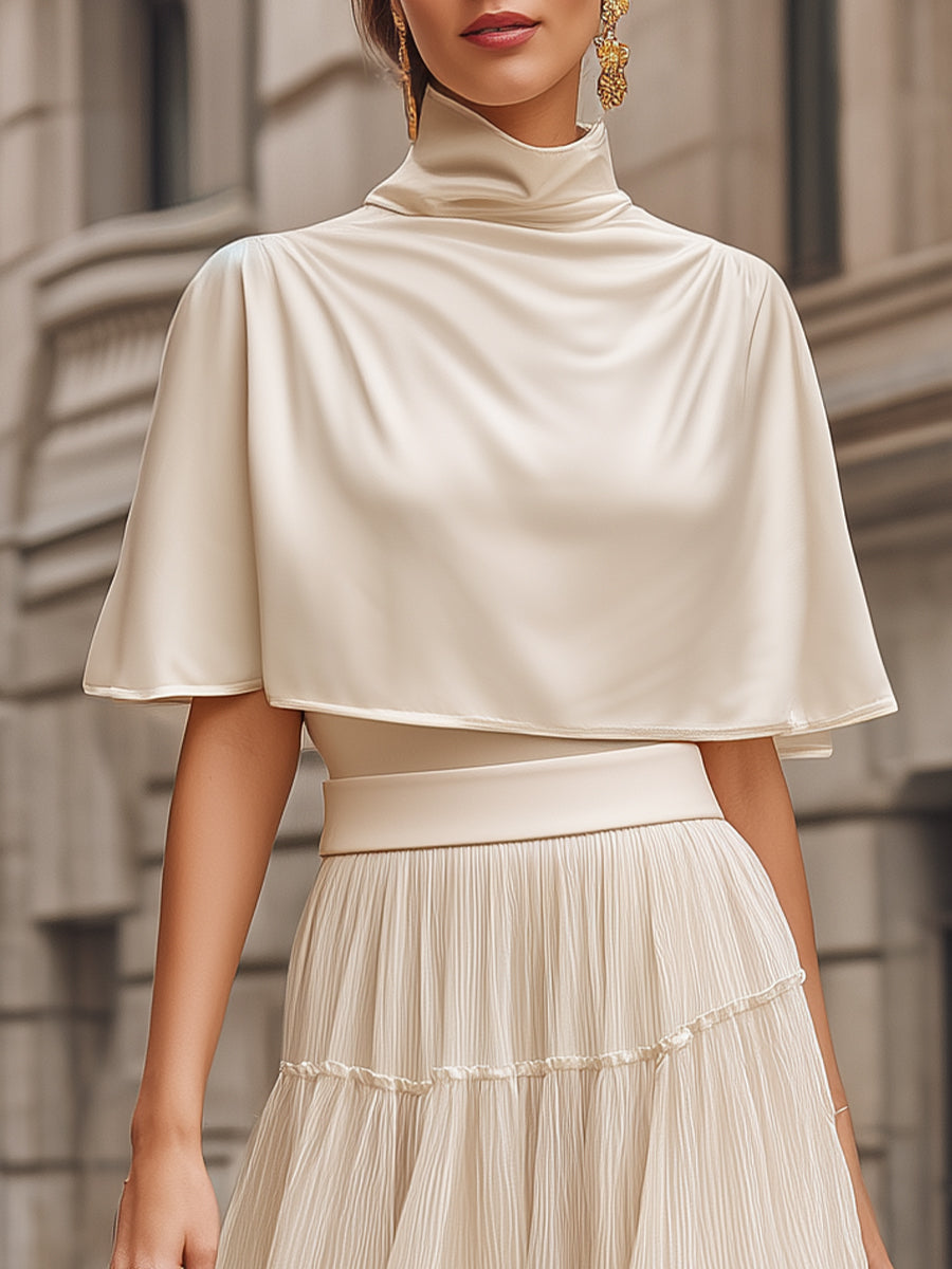 High-Waisted Tiered Pleated Maxi Skirt