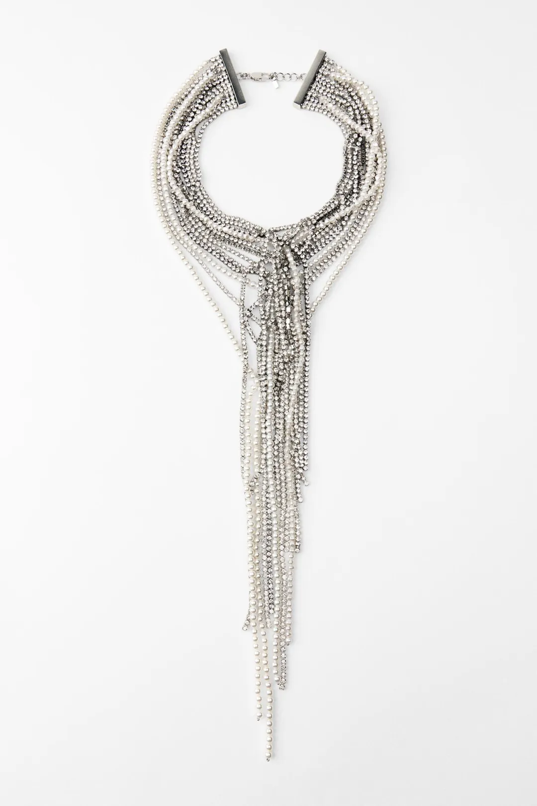 Pearl Rhinestone Multi Strand Necklace