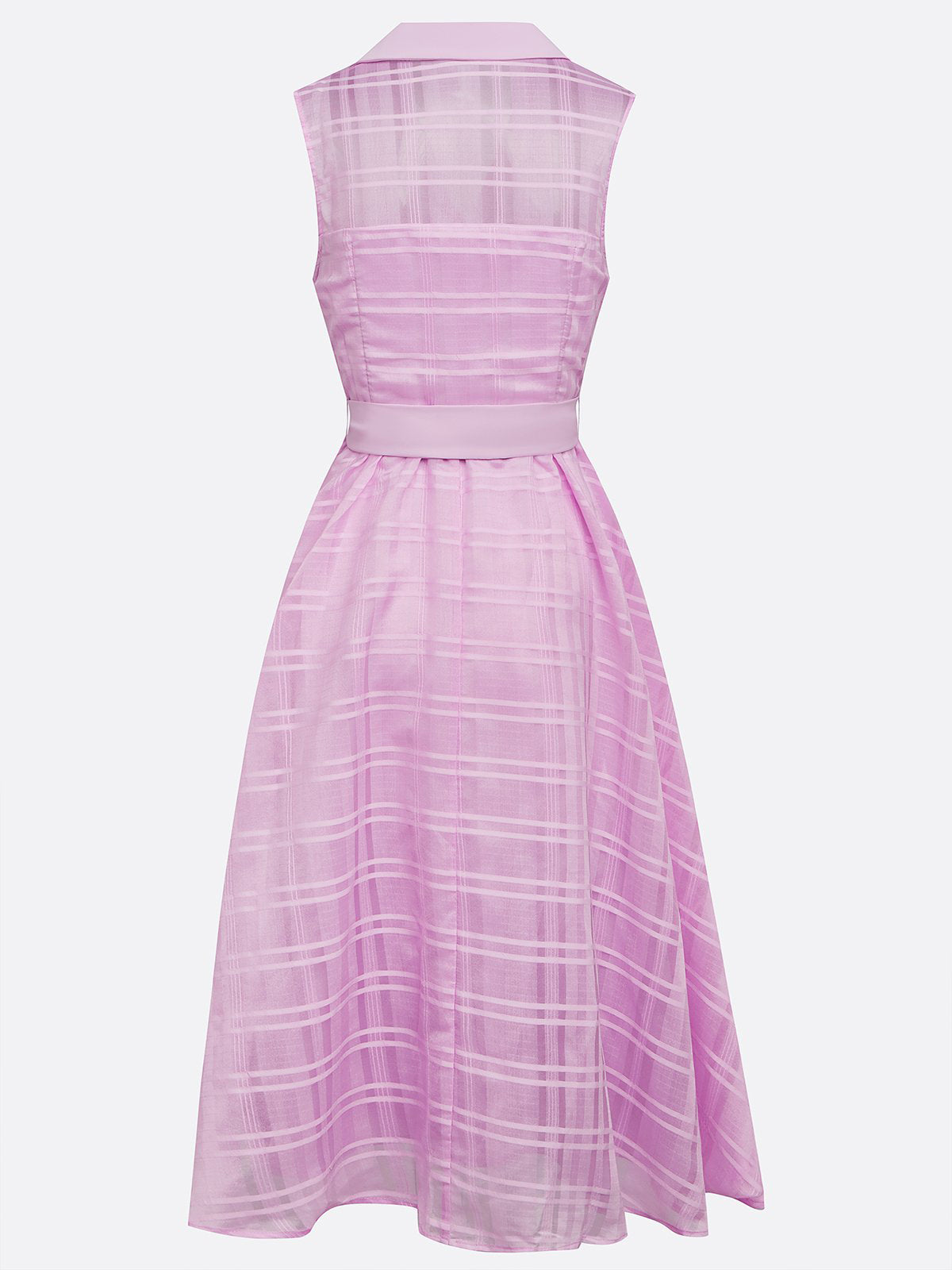 Lavender Purple Shirt Dress Shirt Collar Sleeveless A-Line Midi Dress