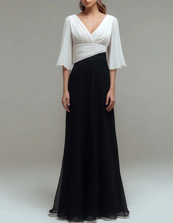 Chiffon Flowing A-Line Skirt Maxi Dress