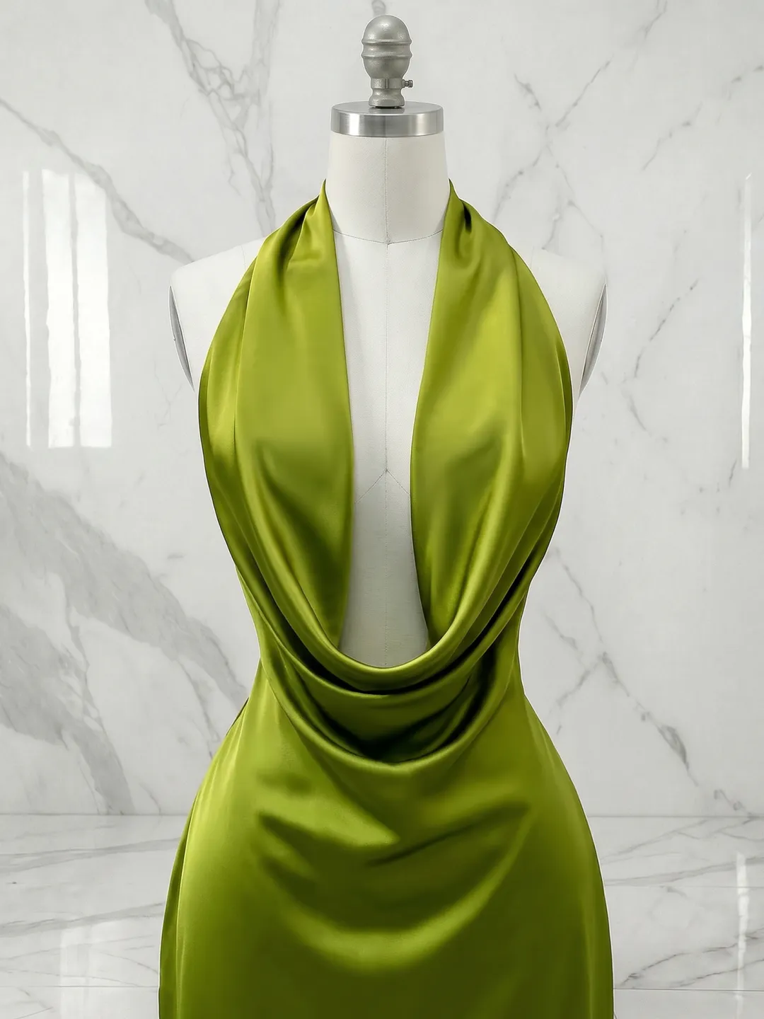 Halter Cowl Neck Satin A-Line Homecoming Dress