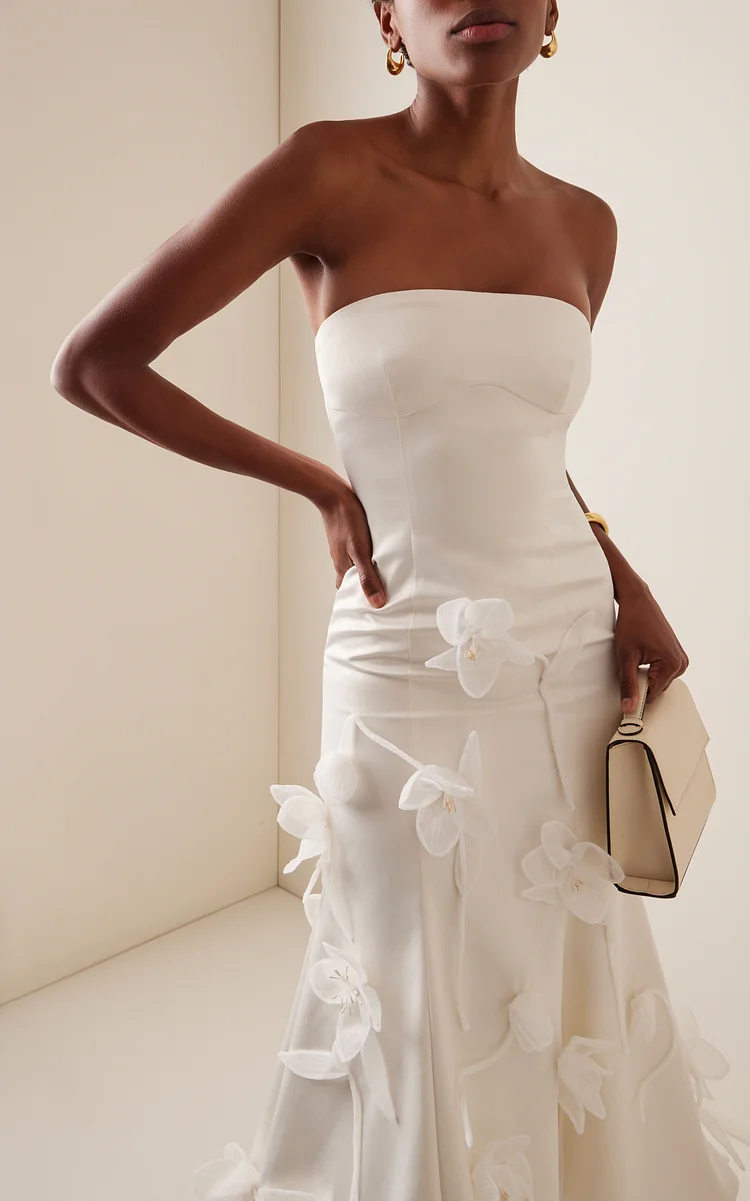 Strapless Crepe Midi Dress