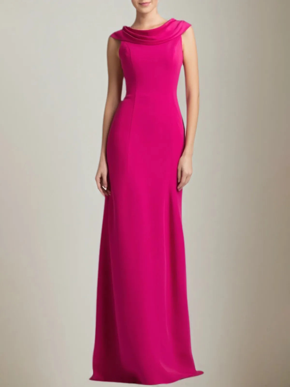 Formal Dress Rose Cowl Neck Floor-Length Dress
