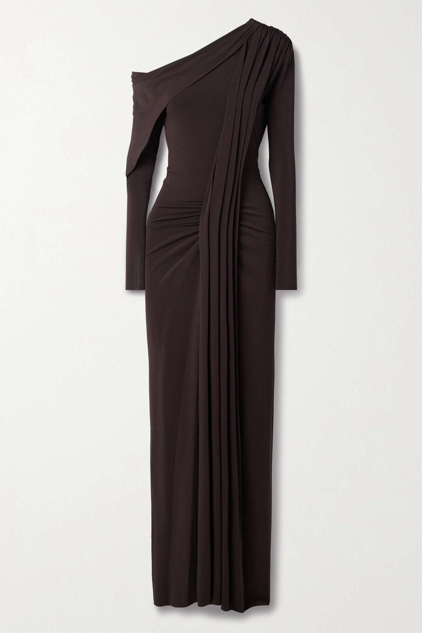 Solid Jersey Off-Shoulder Maxi Dress
