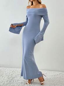 Off-shoulder Long-sleeved Sexy Maxi Dress