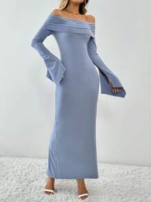 Off-shoulder Long-sleeved Sexy Maxi Dress