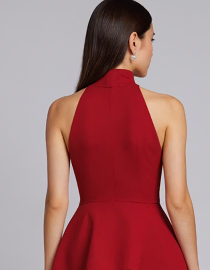 Halter-Neck Pleated Crepe Jumpsuit