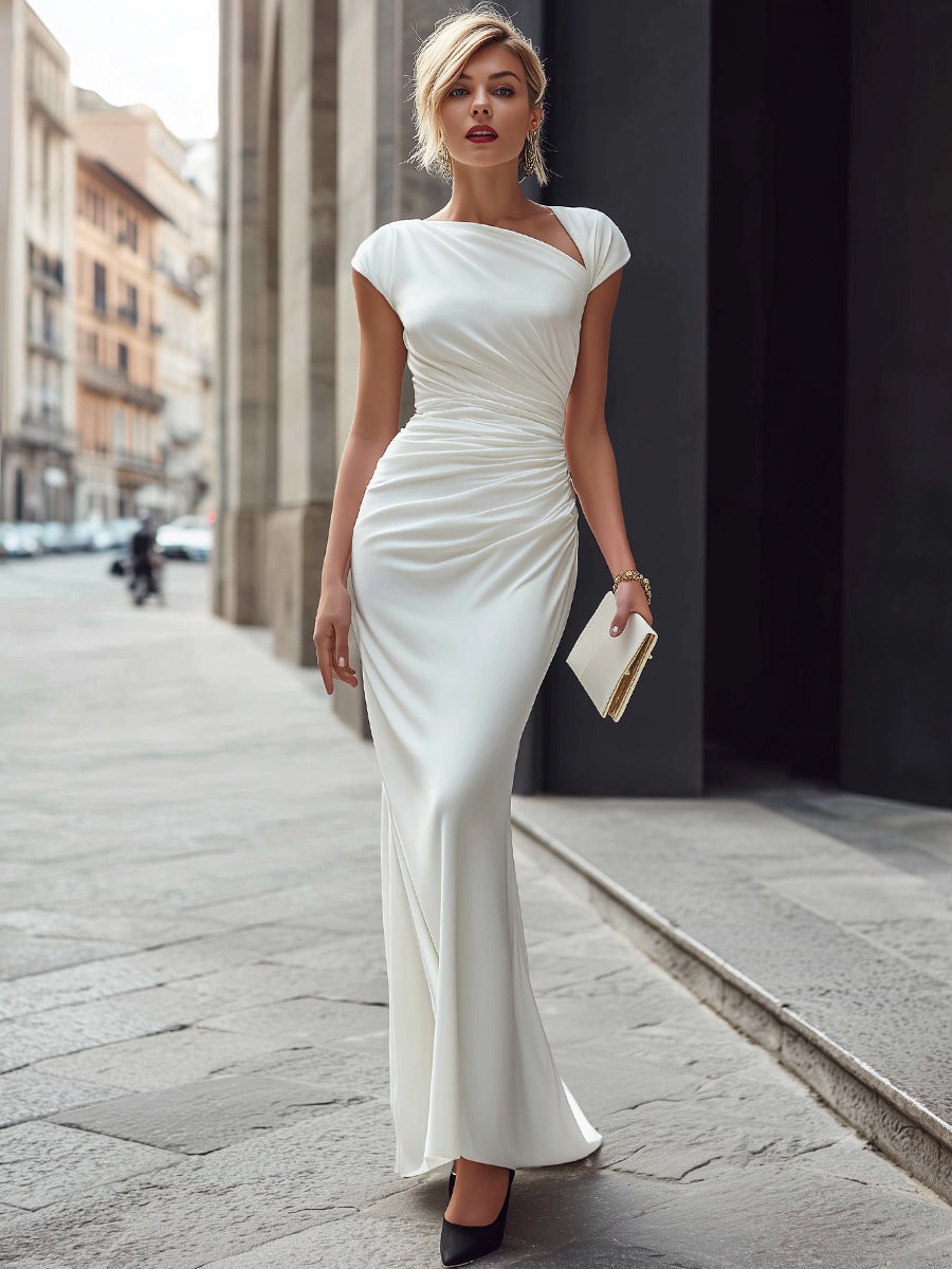 Asymmetric Draped Maxi Dress