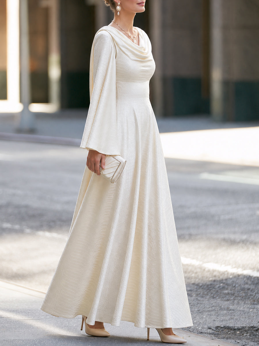Draped Cape Sleeve Maxi Dress