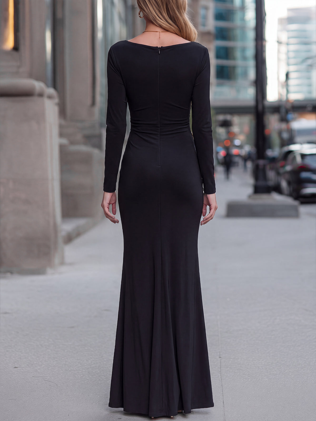 Asymmetric Sequin Panel Ruched Maxi Dress