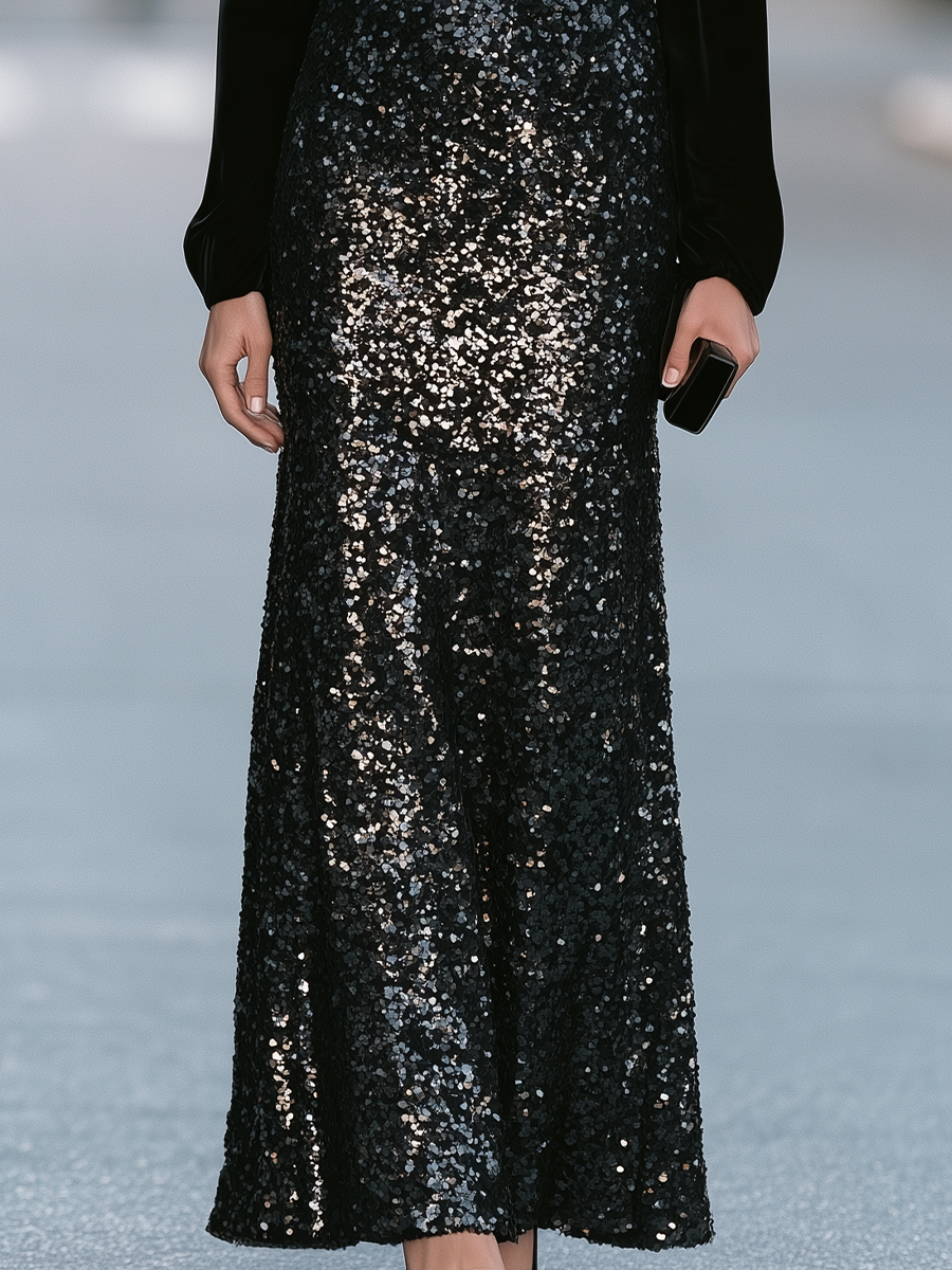 [Copy]Keyhole Neckline Fringe Hem Long Sleeve Maxi Dress