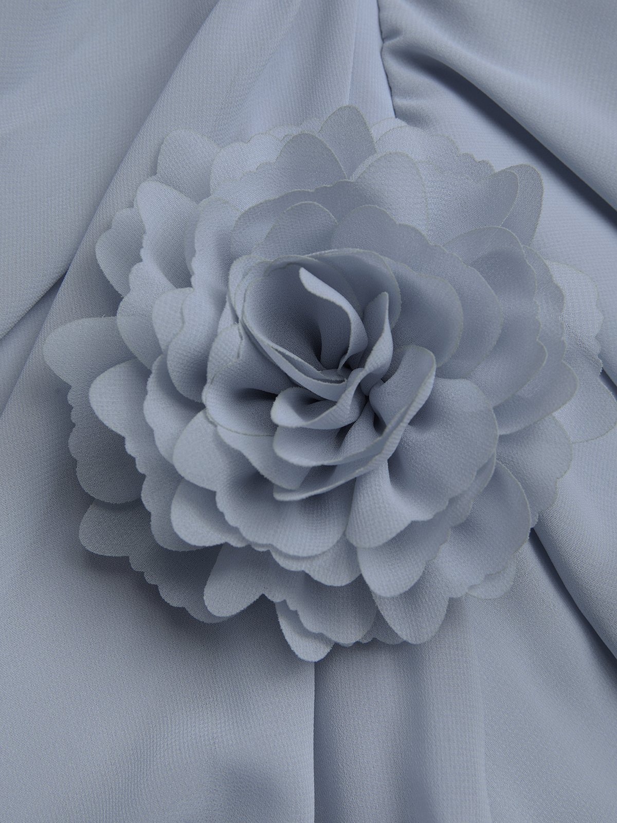 Dusty Blue Sheath Maxi Chiffon One-Shoulder Ruched Rosette Bridesmaid Dress