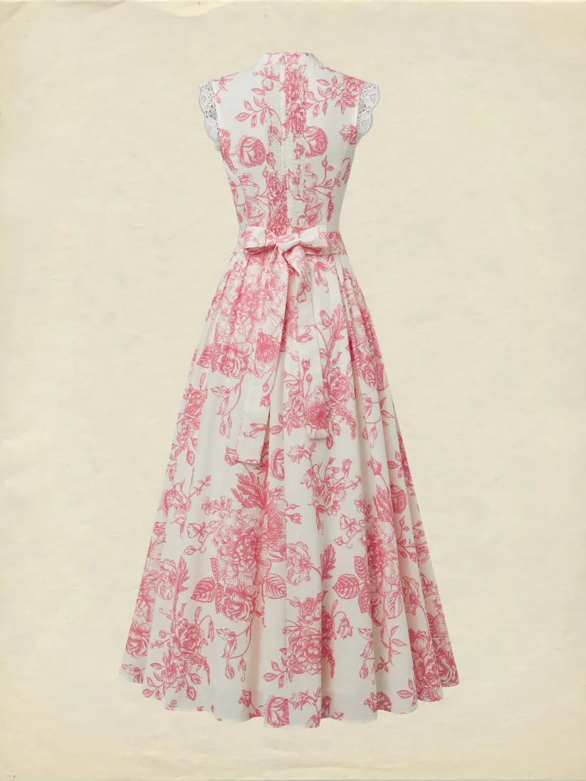  Maxi Linen Dress , Cap Sleeves, Stand Collar, Floral, Lace, Vintage, Apricot