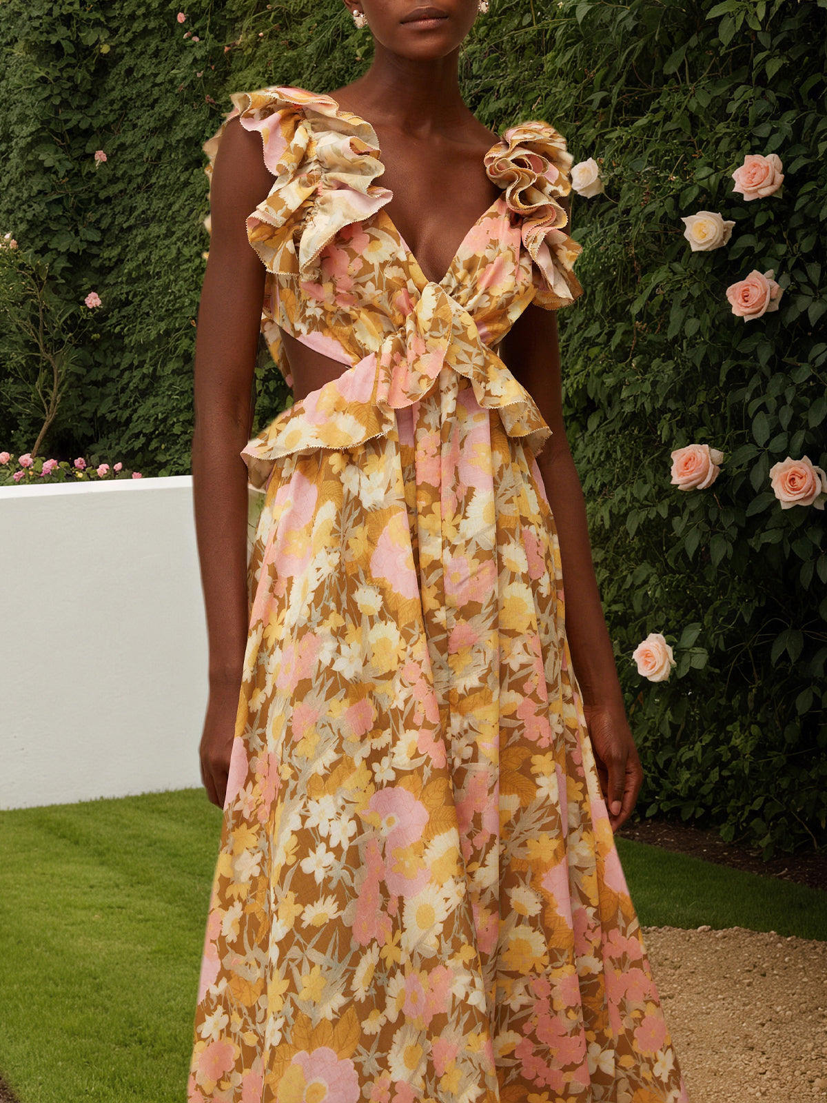 Open Back Floral Print Maxi Dress