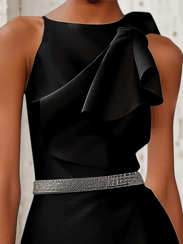 Black Halter Bow Sheath Mini Dress