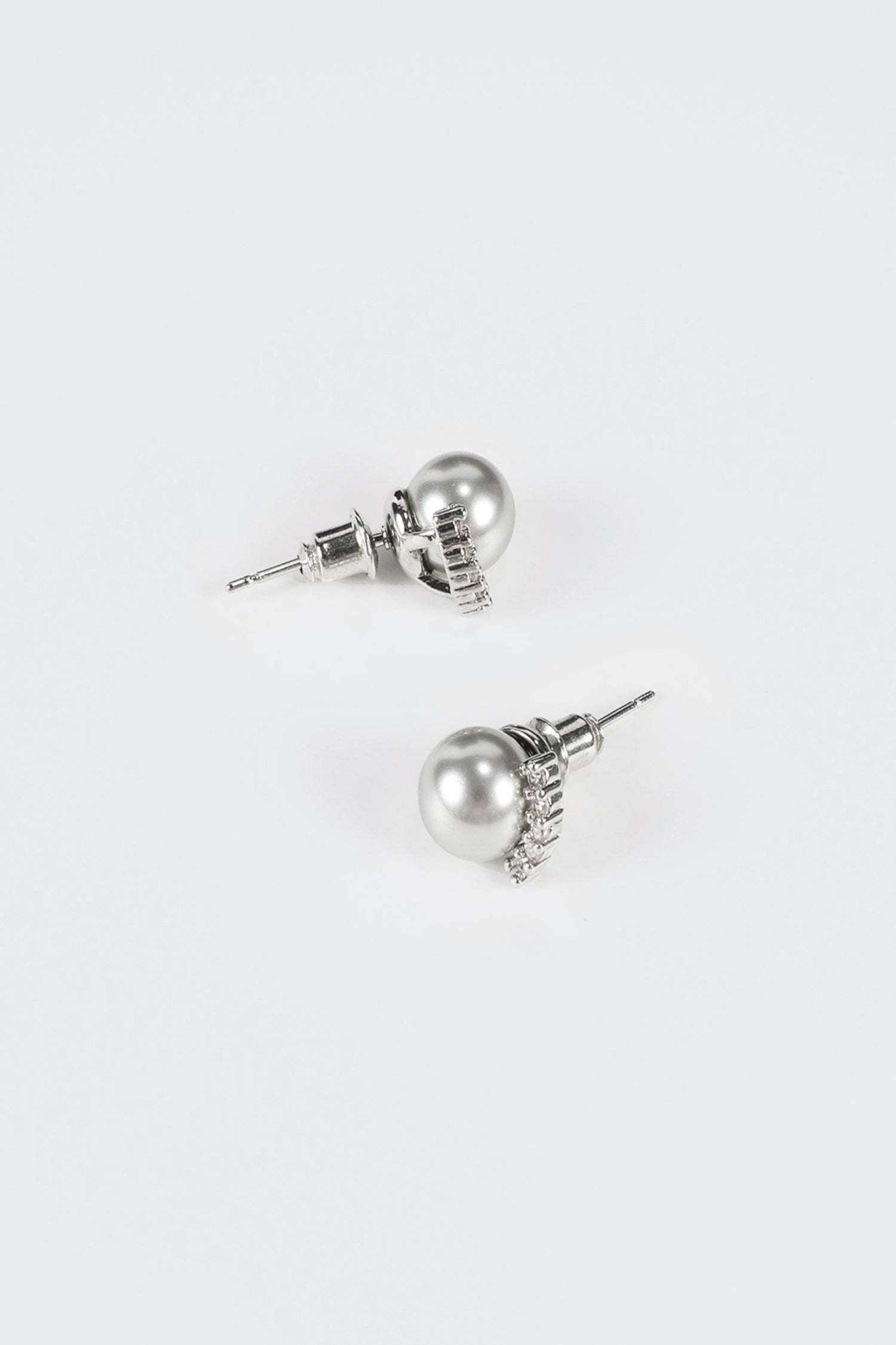 Faux Gray Pearl Stud Earrings