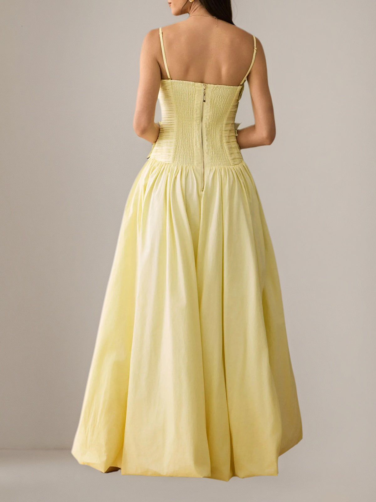 Floral Applique Asymmetric Hem Maxi Dress