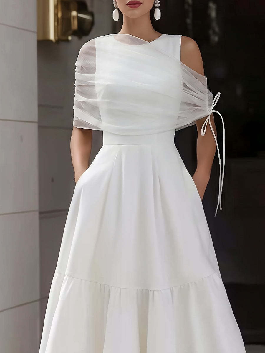 Sleeveless Tiered Maxi Dress With Sheer Mesh Shawl