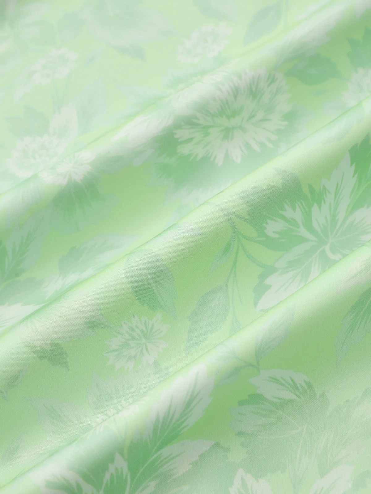 Light Green Floral Split Joint Satin Square Neck Sleeveless A-Line Maxi Dress