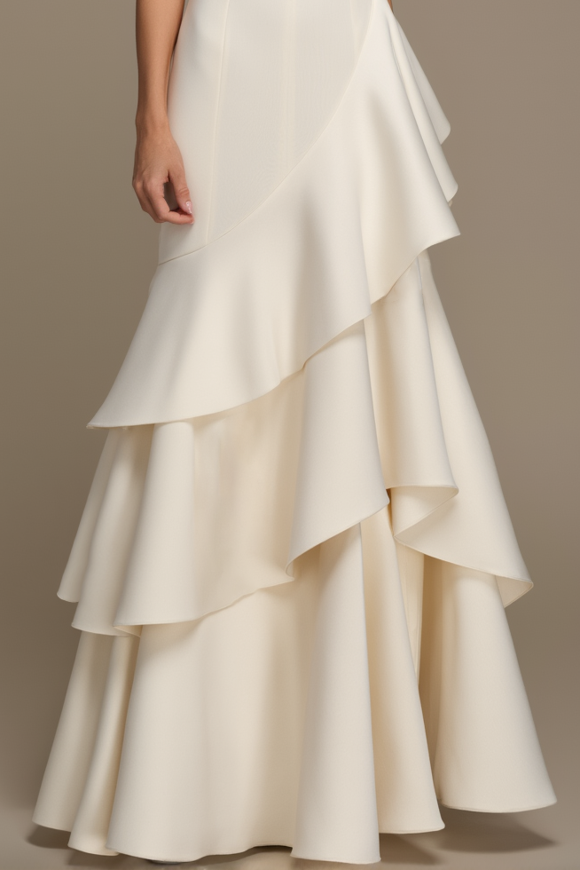 Formal Prom Tiered Maxi Dress White One Shoulder Maxi Dress
