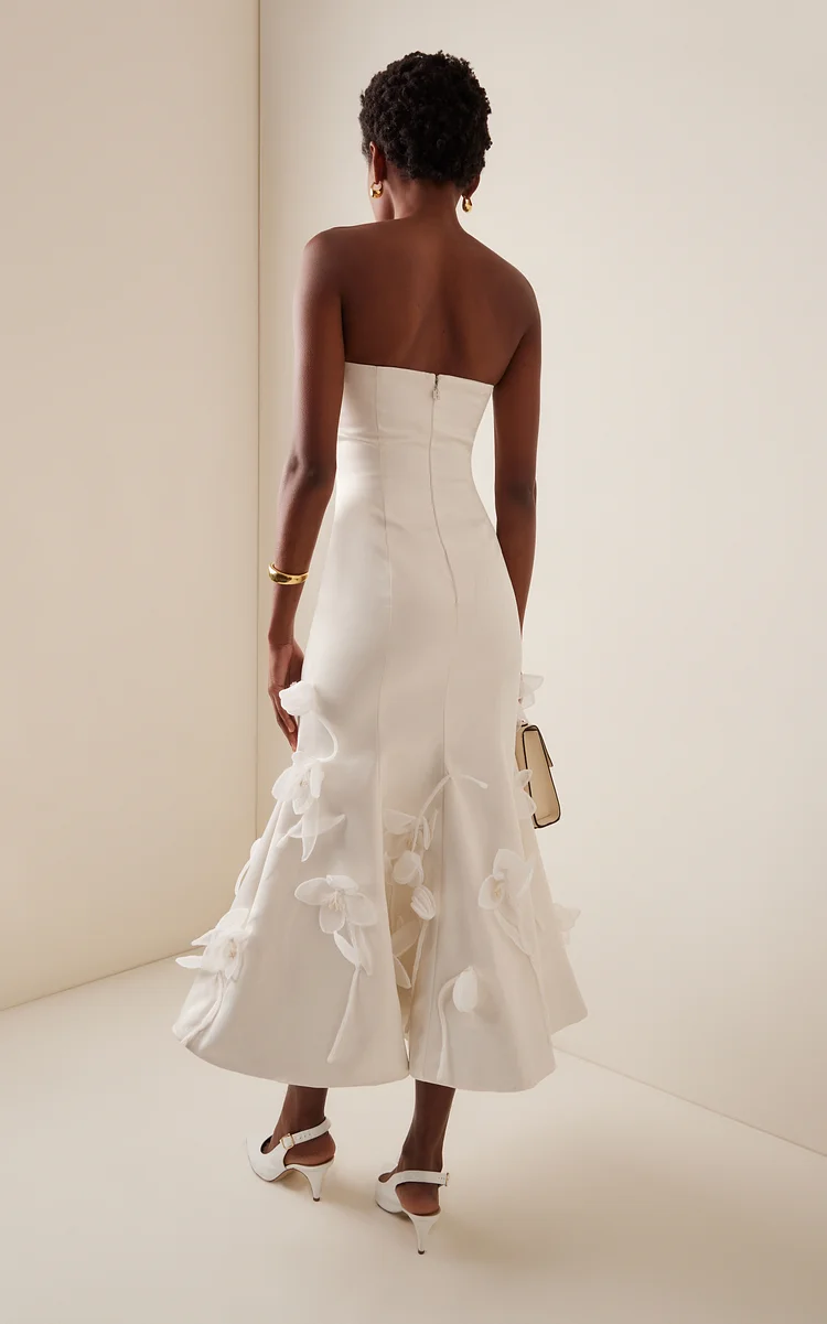 Strapless Crepe Midi Dress