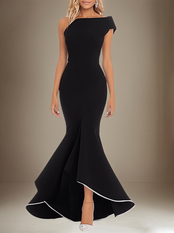 Daily Party Work Formal One Shoulder Sleeveless Floor Length Dress