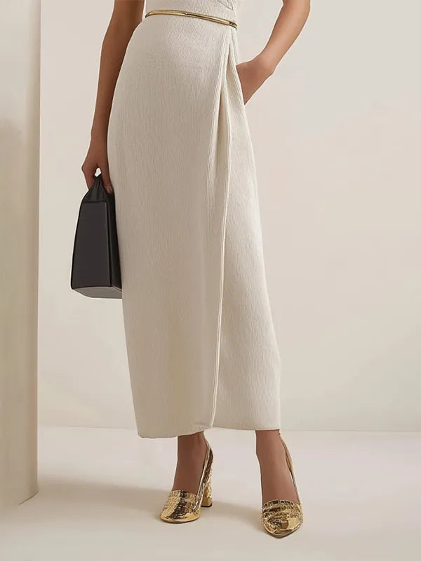 Work Semi-Formal Dress Beige V-Neck Sleeveless Pocketed Maxi Dress