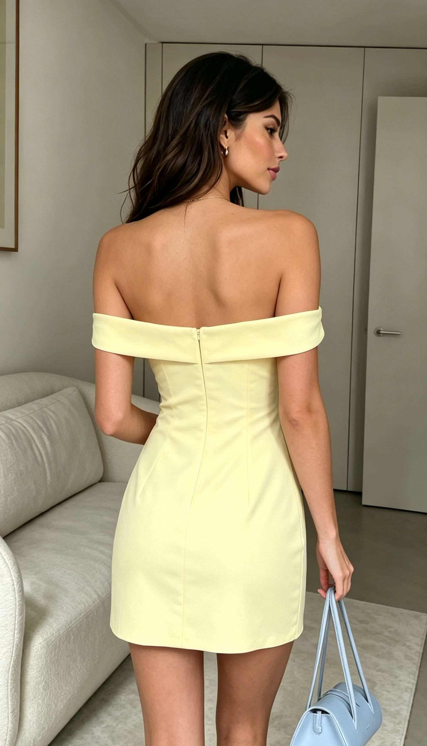 Yellow Off Shoulder Bodycon Mini Dress Side Tie Strap
