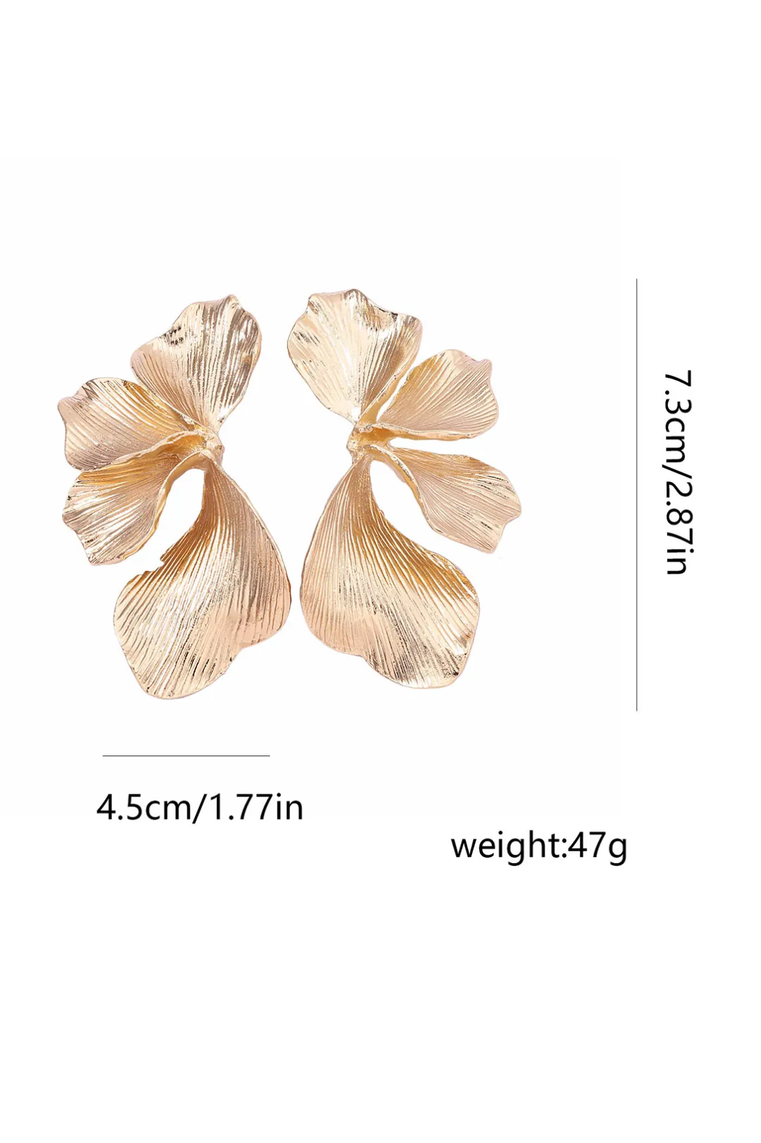 Textured Metal Leaf Drop Earrings