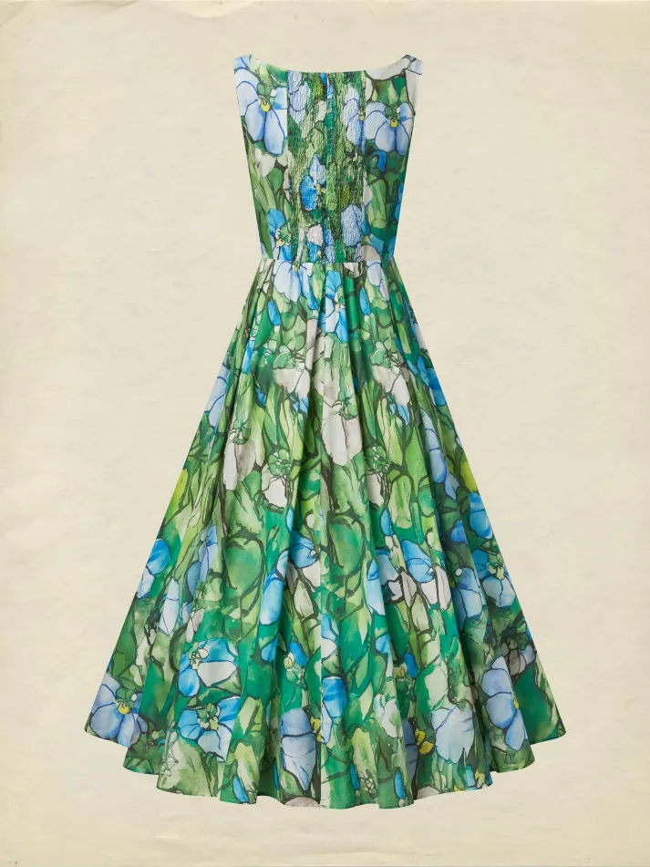 Maxi Linen Dress , Sleeveless, Square Neck, Floral, Church Glass, Vacation, Vintage, Green