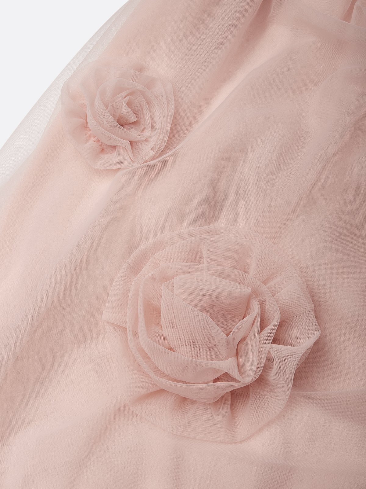 Pink 3D Floral Ruched Tulle Strapless Sleeveless Mermaid Maxi Dress