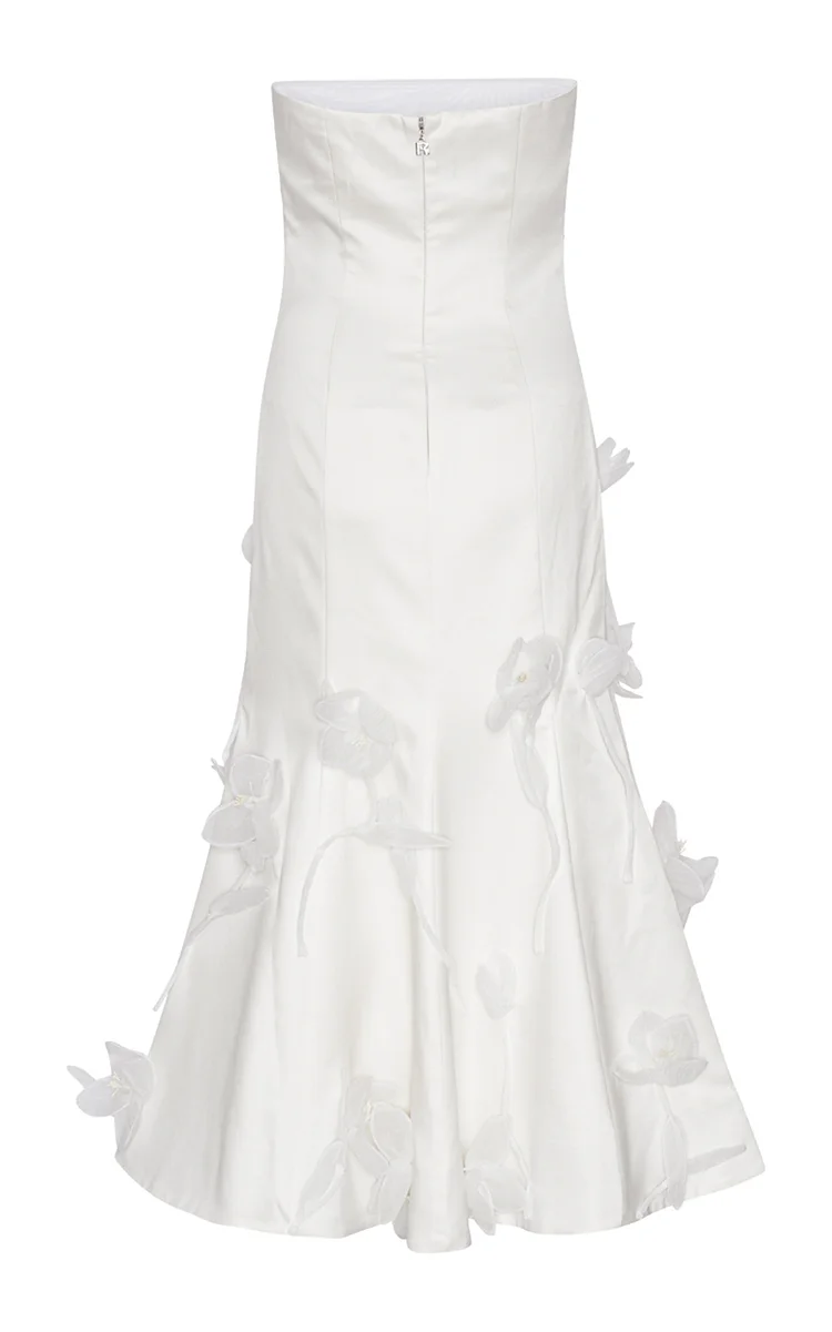 Strapless Crepe Midi Dress