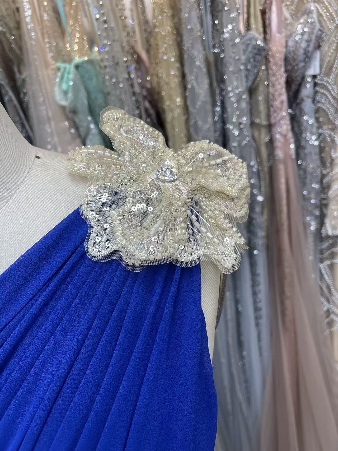 Formal Evening Dress Green One-Shoulder Ruched Floor-Length Dress