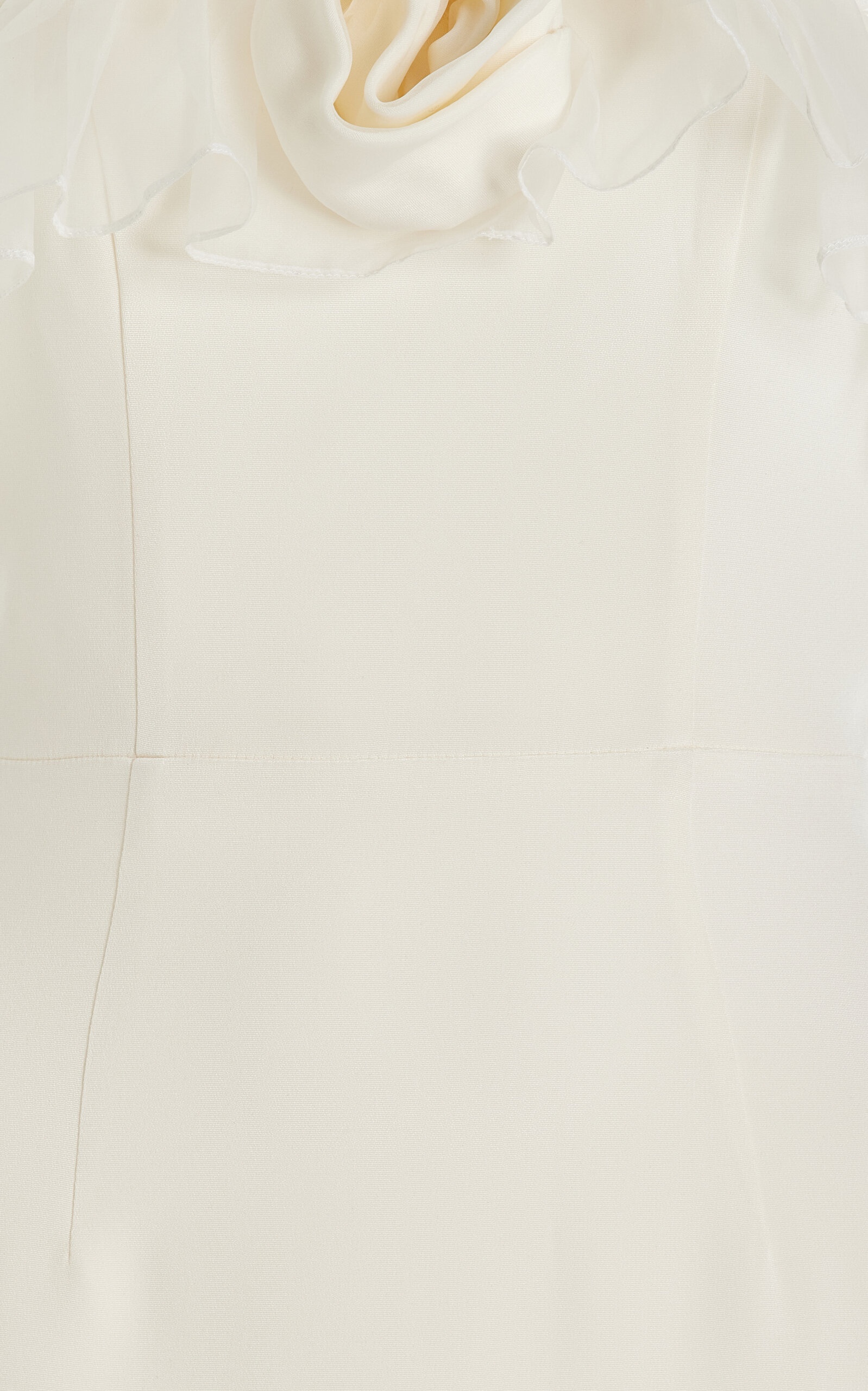 Ruffled Silk-Cady Midi Dress white