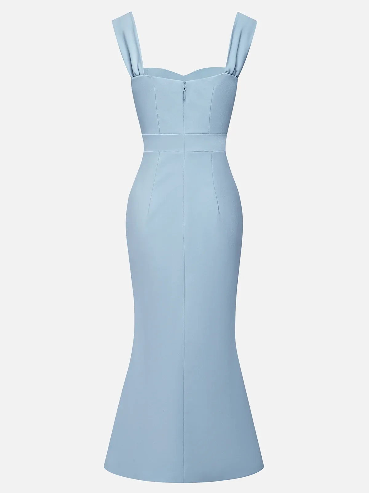 Light Blue Bow Lace Sweetheart Neckline Mermaid Maxi Dress