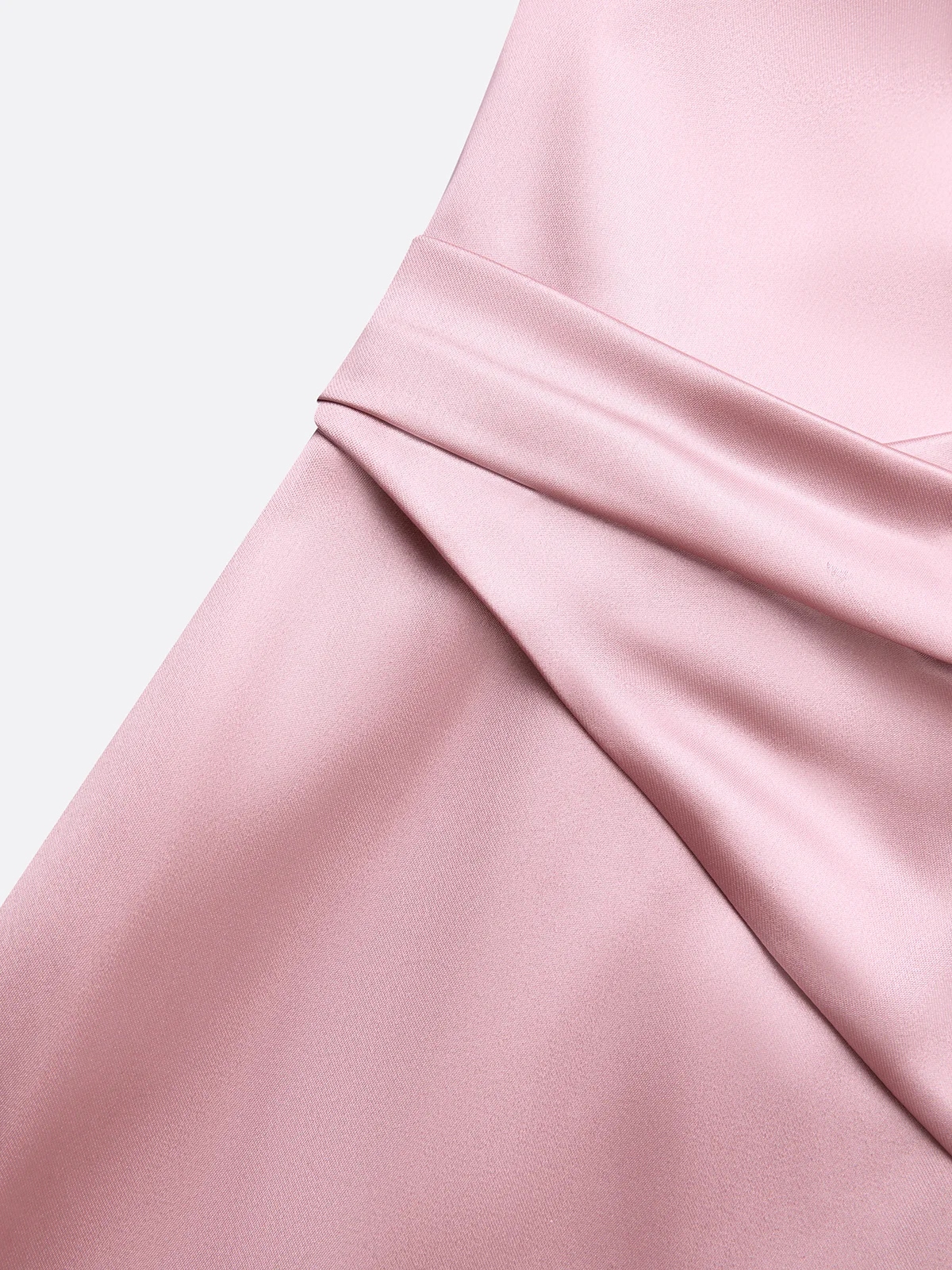 Pink Satin One Shoulder Short Sleeve Sheath Gown Dress