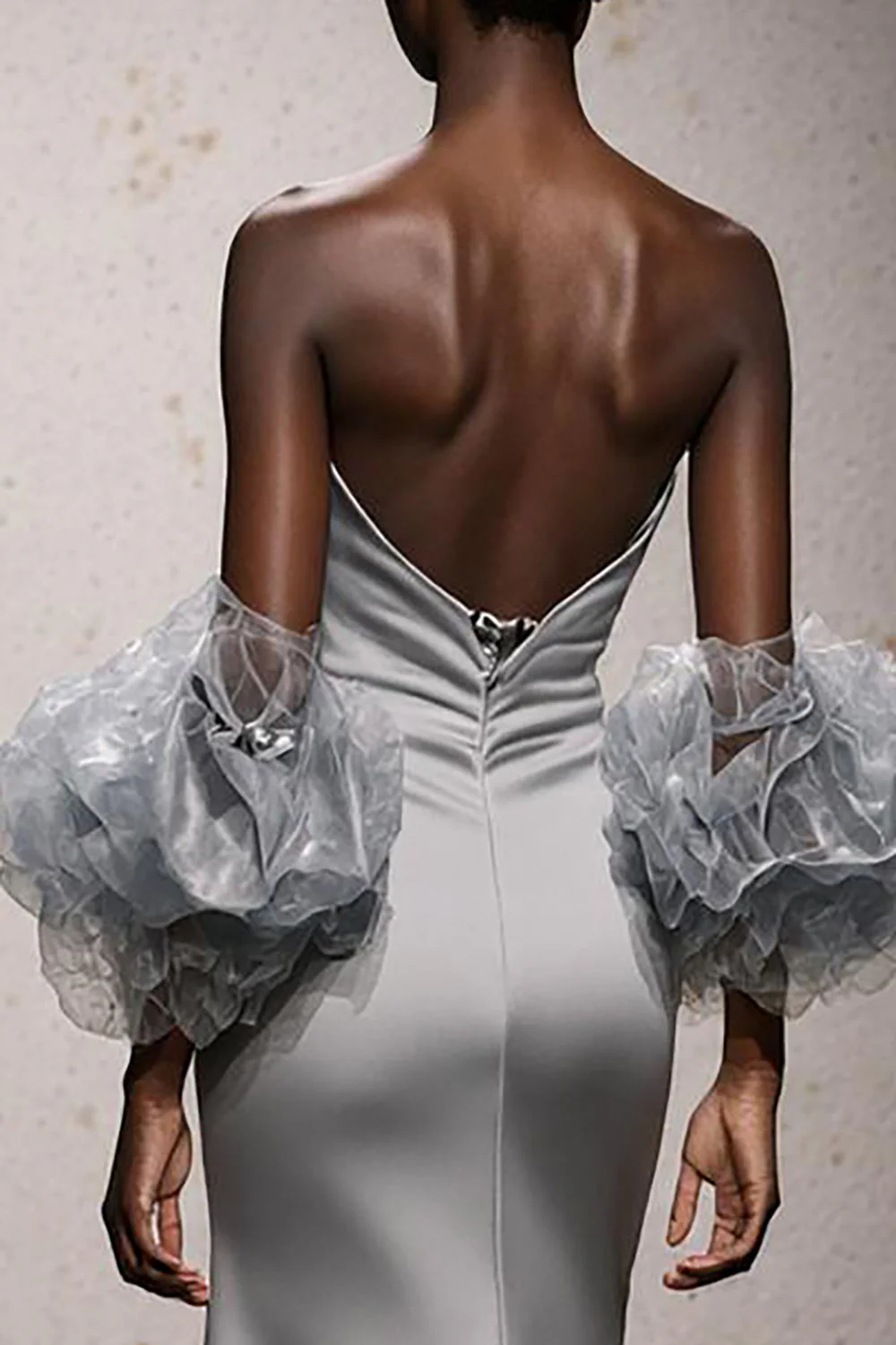 Silver Satin Ruched Sweetheart Mermaid Long Formal Dress