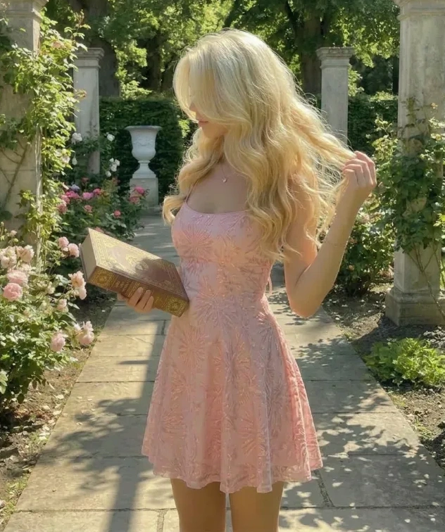 Pink Floral Embroidered Spaghetti Strap Mini Dress A-Line Skirt