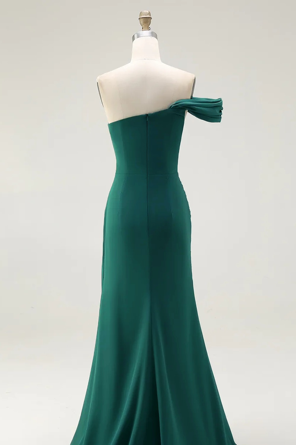 Evening Formal Dress Peacock Blue Sheath One Shoulder Maxi Dress